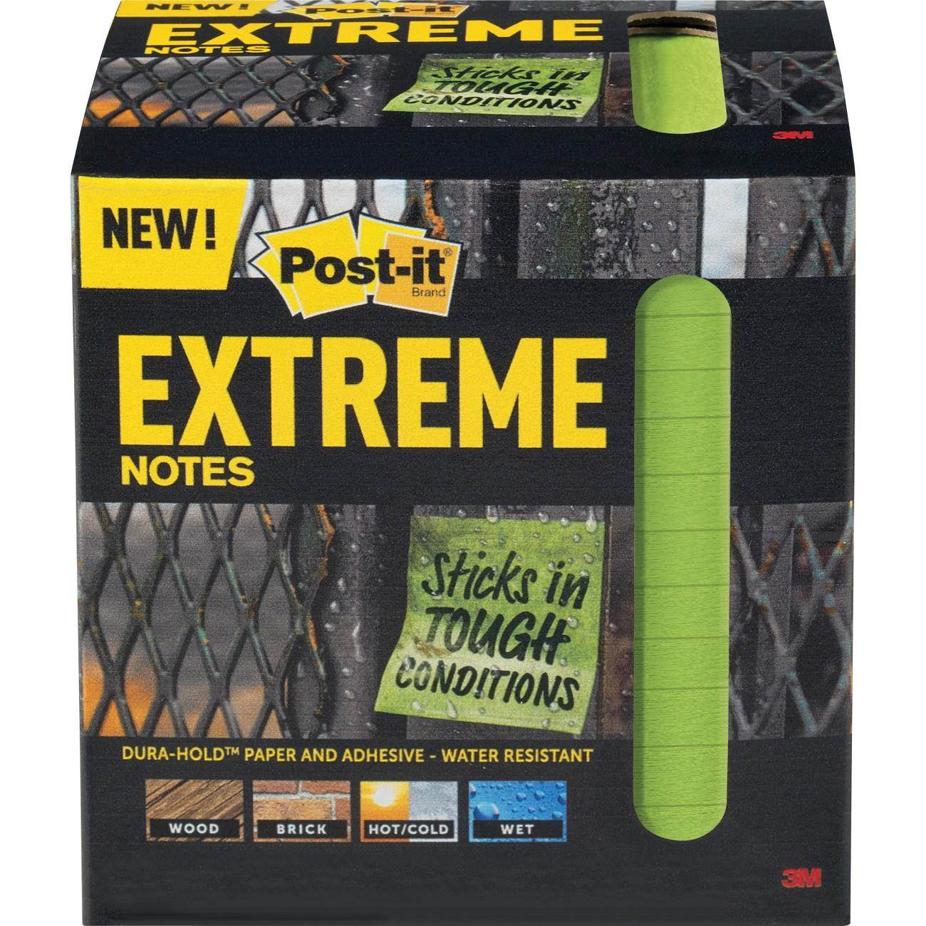 Post-it XTRM3312TRYG Extreme Notes, 3 in. x 3 in., Green, 12 Pads/Pack, 45 Sheets/Pad
