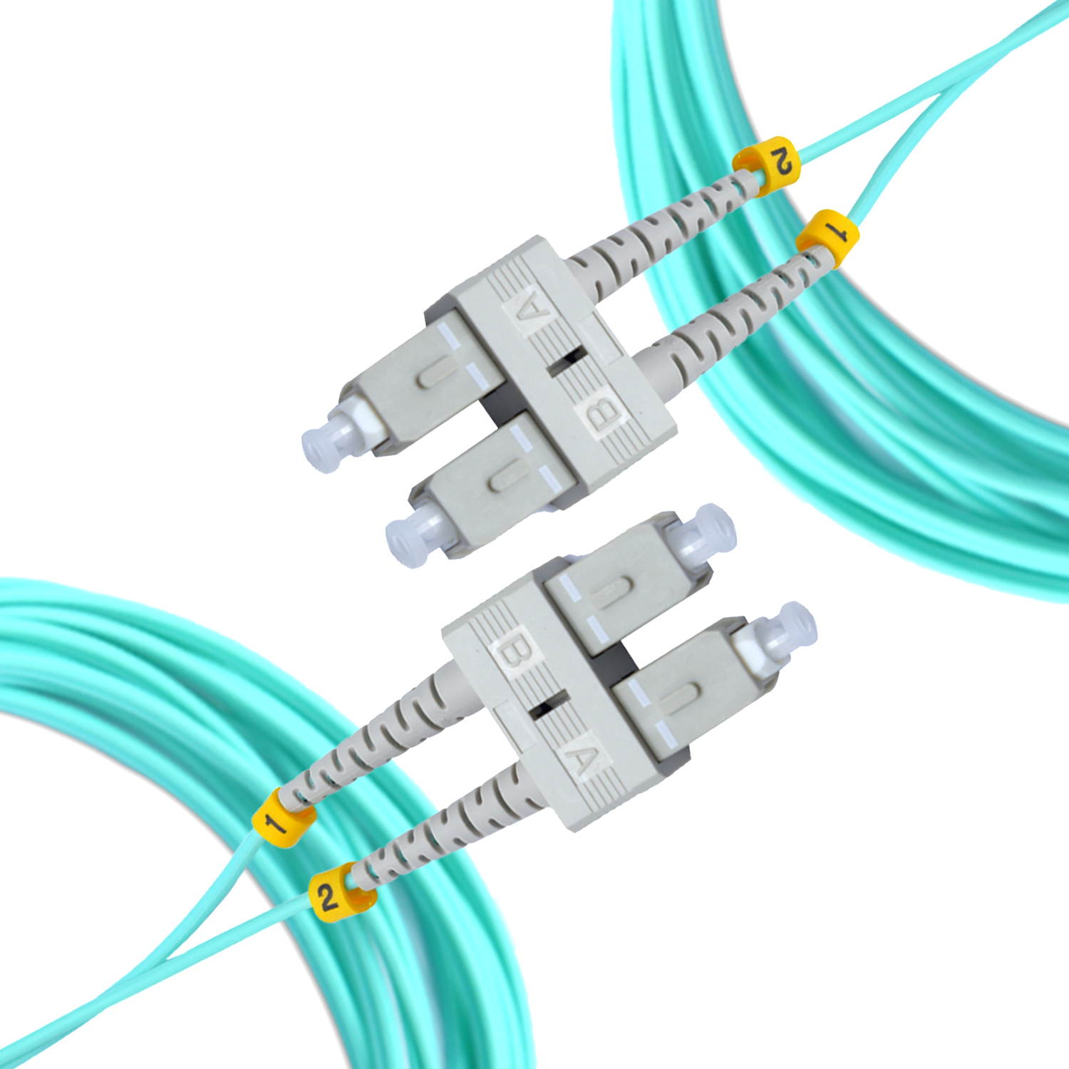SC to SC OM4 Fiber Patch Cable Multimode Duplex - 15m (49.21ft) - 50/125 100Gb Aqua Color SC SC 15 Meter SC/SC
