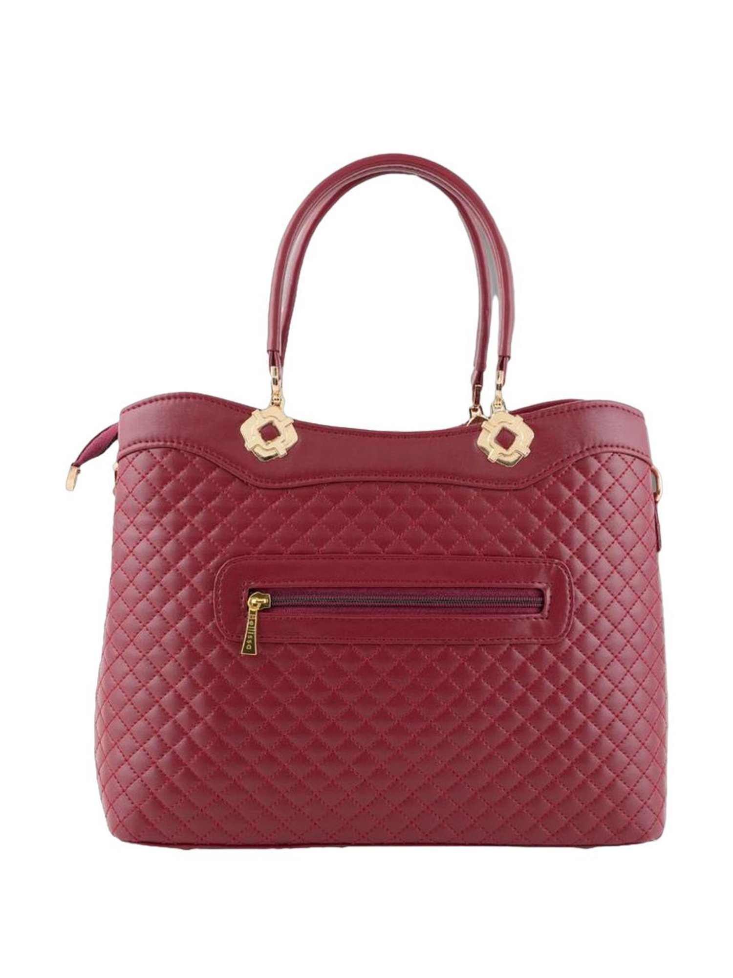 Bellissa Maroon PU Quilted Handbag