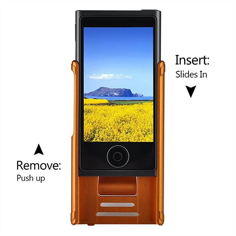 iPod Nano 7 case iPod Nano 7th amp 8th Generation Rubber Cover Shell case with Belt Clip and Premium Tempered Glass Screen Protector Sunset Orange