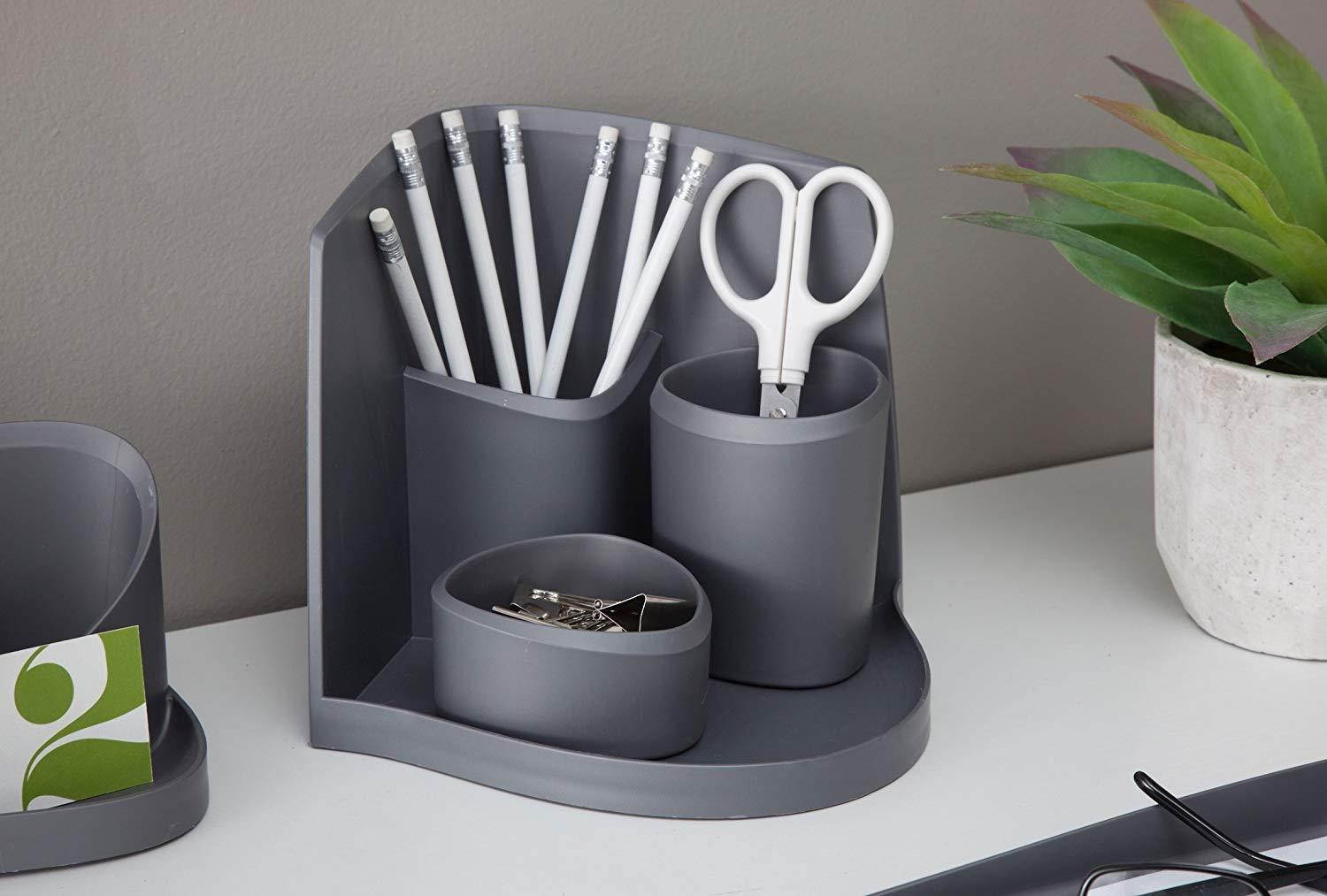 Silhouette Spaces Stuff Cups Organizers, 4.4" x 3.5" x 3.5", Pack of 2, Gray (37610)