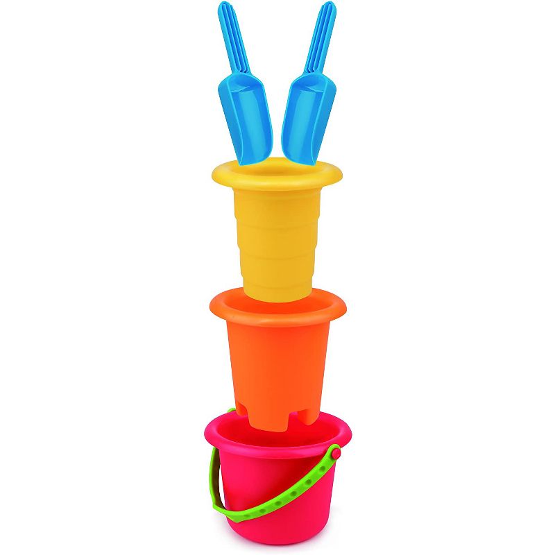 Hape Convenient Versatile 5-in-1 Children's Beach Set Sand Toys for Toddlers Ages 18 Months and Up, Multicolor