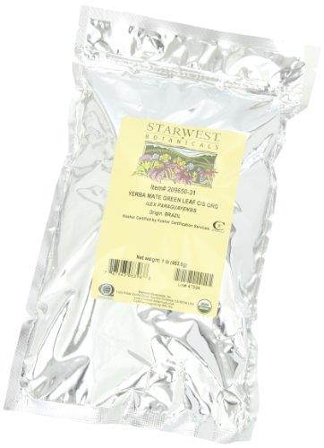 Organic Yerba Mate Green Leaf Cut & Sift - 1 lb (453.6 Grams) by Starwest Botani
