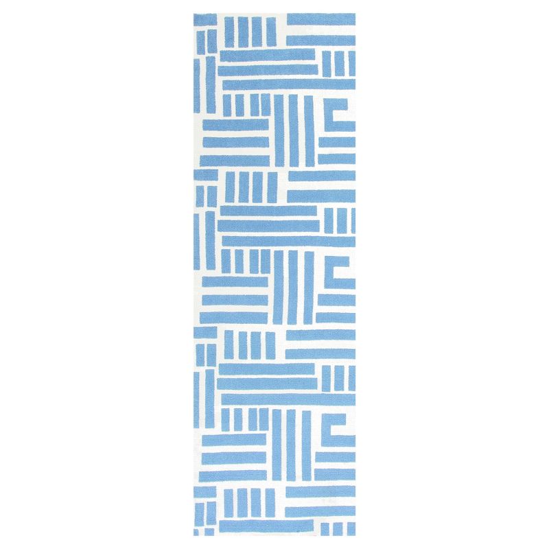 Blue Geometric Tufted Runner 2'3"x7'6" - KAS Rugs