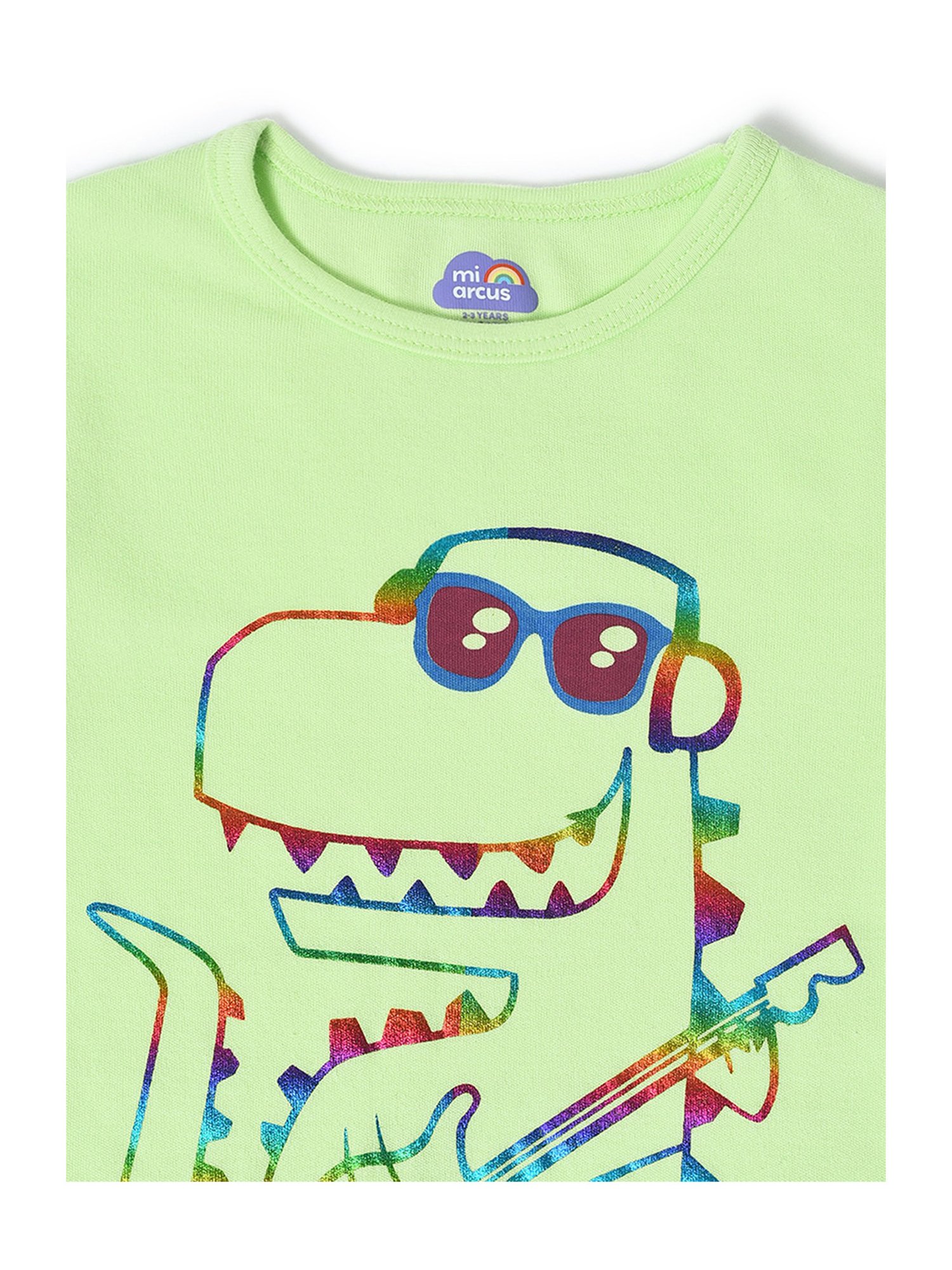MiArcus Kids Light Green Printed T-Shirt