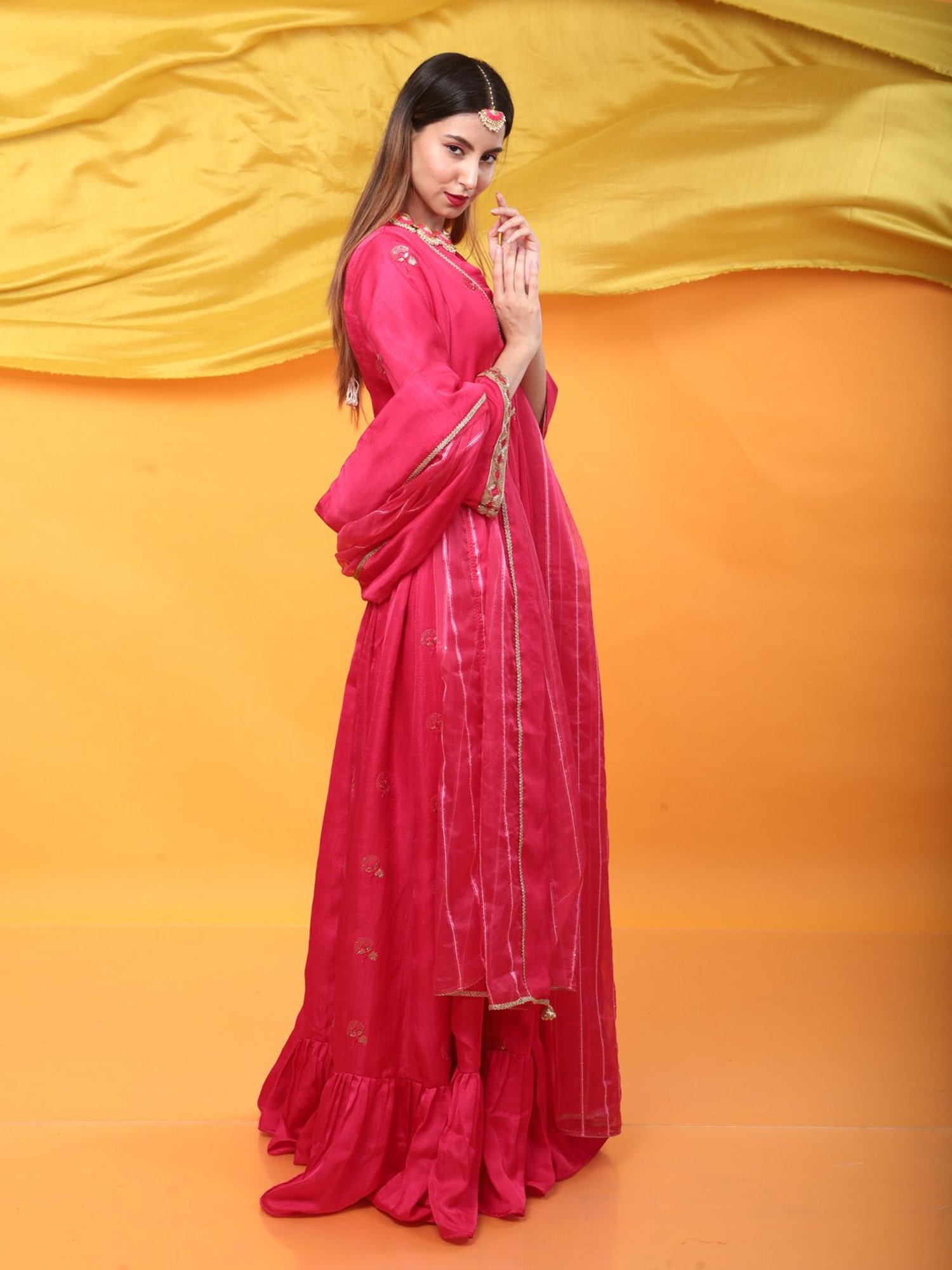 Monk & Mei Zunera Kurta-Fuchsia Pink