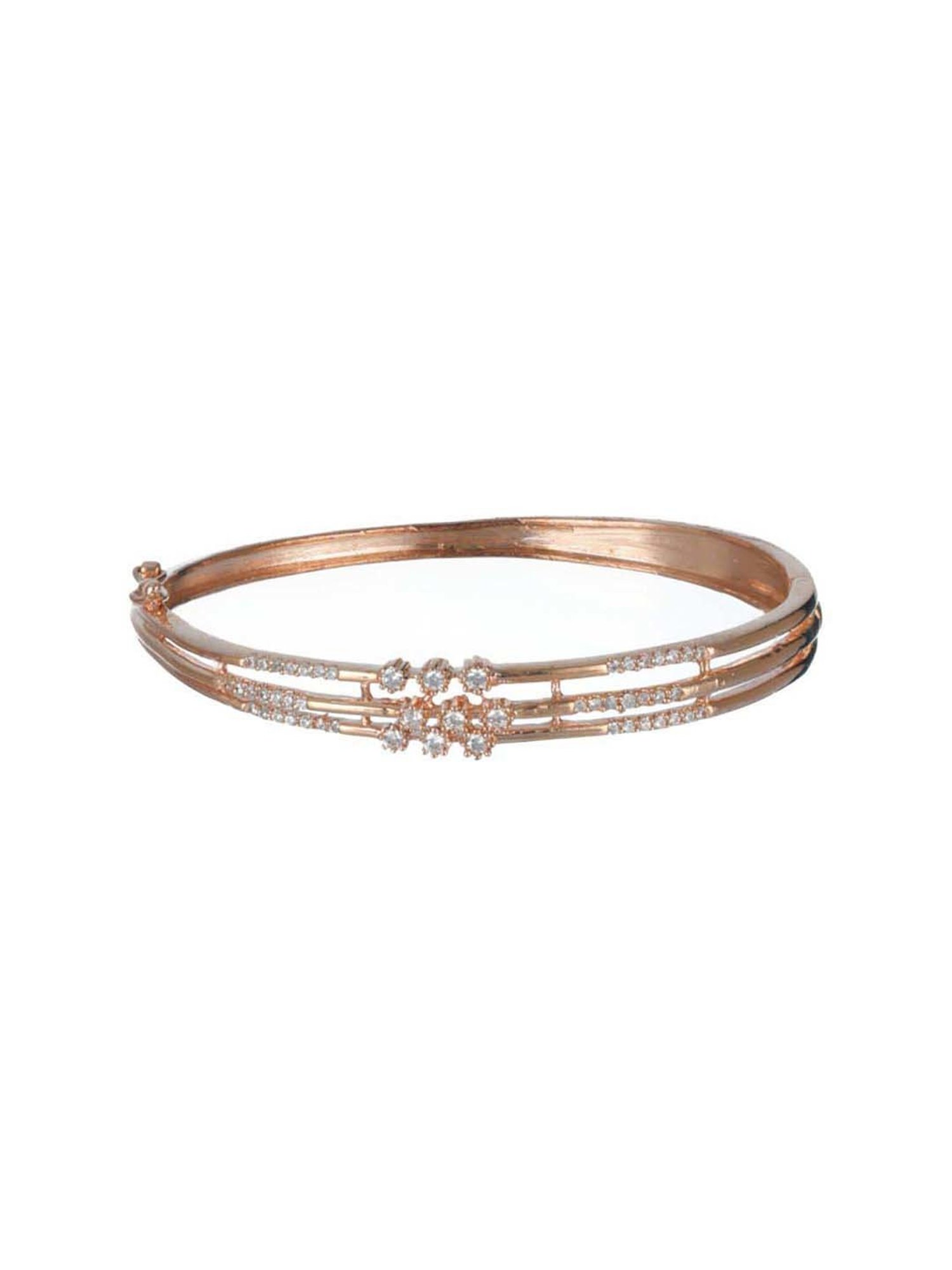 Jazz & Sizzle Rose Gold & Silver-Toned Brass AD Rose Gold-Plated Bangle-Style Bracelet for Women
