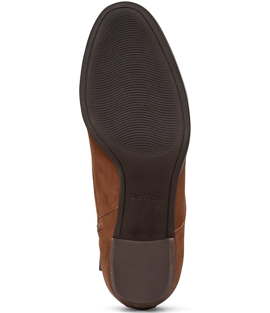 Aetrex Stella Suede Lace-Up Water Resistant Block Heel Booties