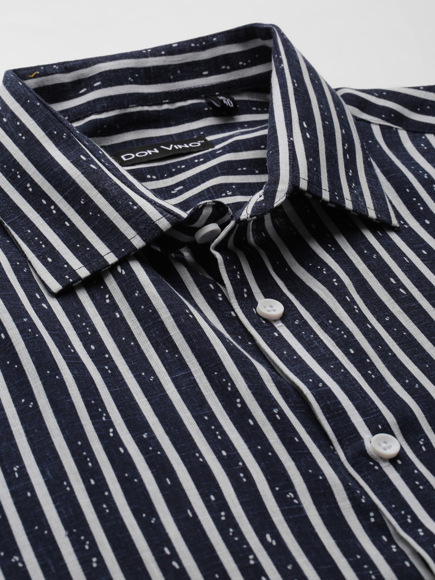 Don Vino Blue & White Regular Fit Striped Cotton Shirt
