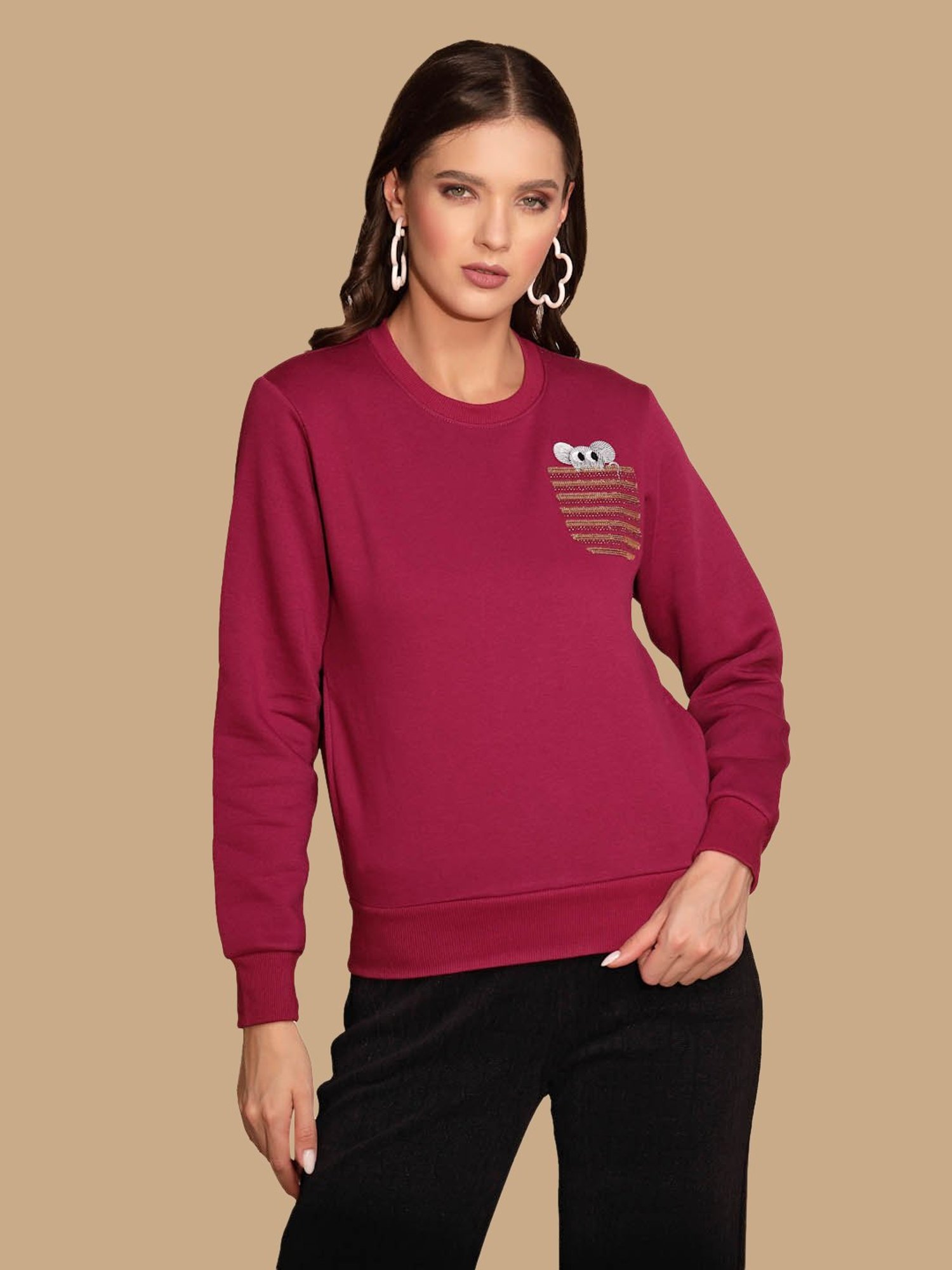 Global Republic Purple Embellished Sweatshirt