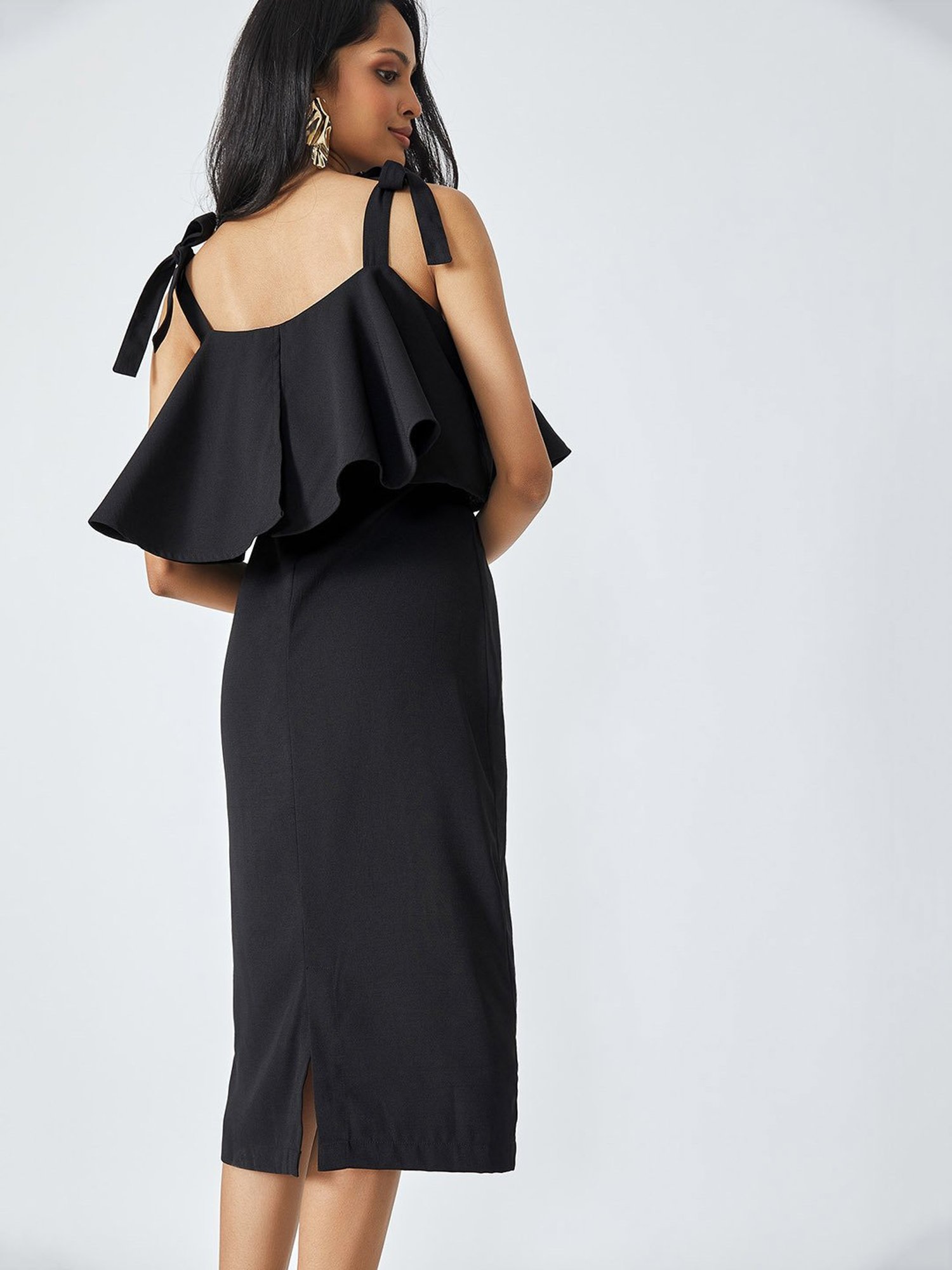 The Label Life Black Regular Fit Midi Dress