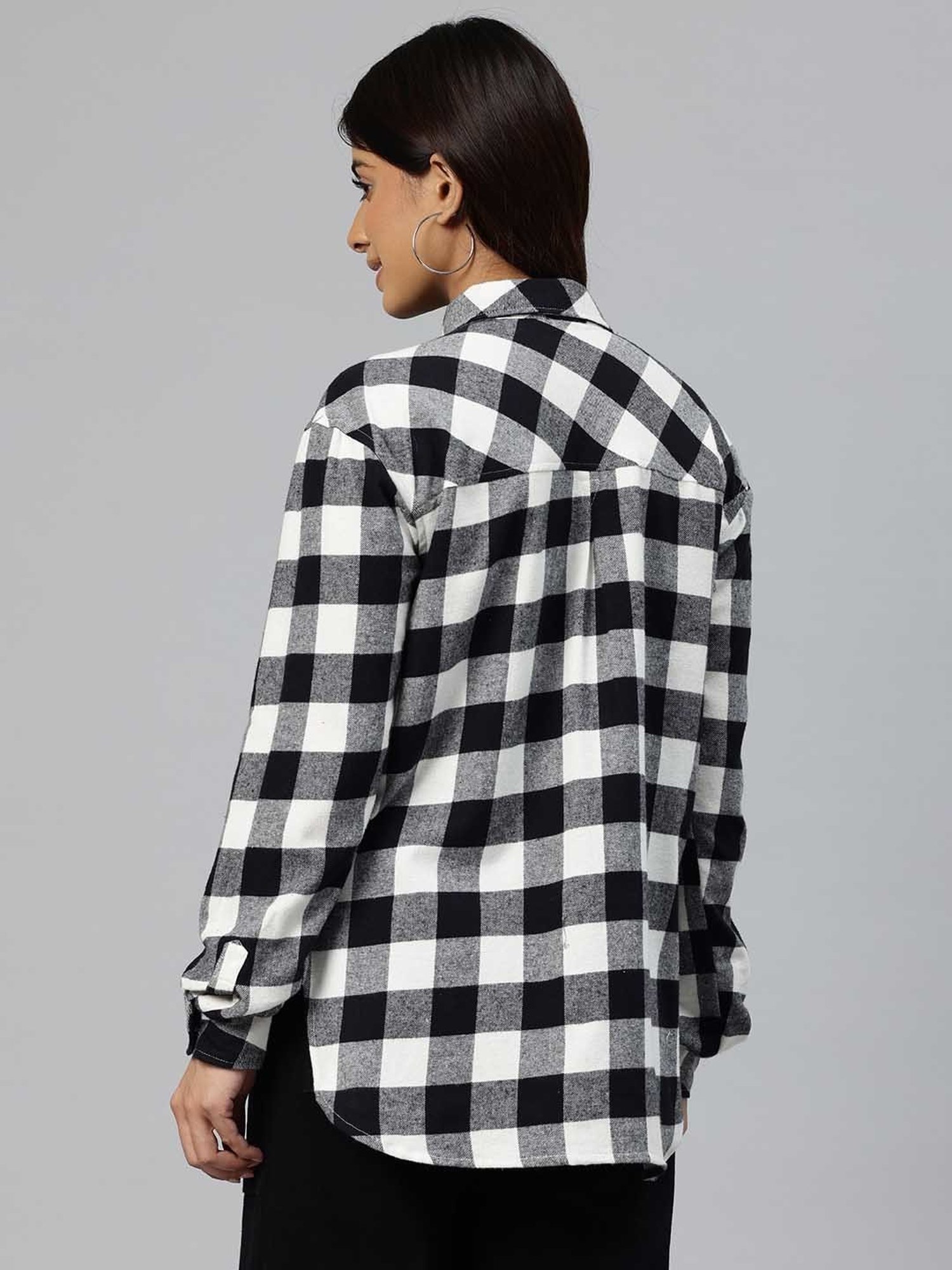 One Femme Black & White Check Shirt