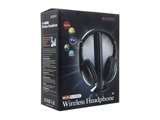 New 5 in 1 Wireless Headphone Black for MP3/MP4 PC TV CD FM Radio