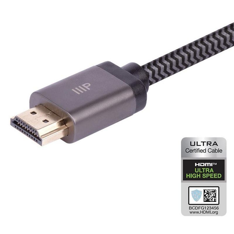 Monoprice 8K Certified Braided Ultra High Speed HDMI 2.1 Cable - 3 Feet - Black | 48Gbps, Compatible With Sony PS 5, PS 5 Digital Edition, Xbox Series