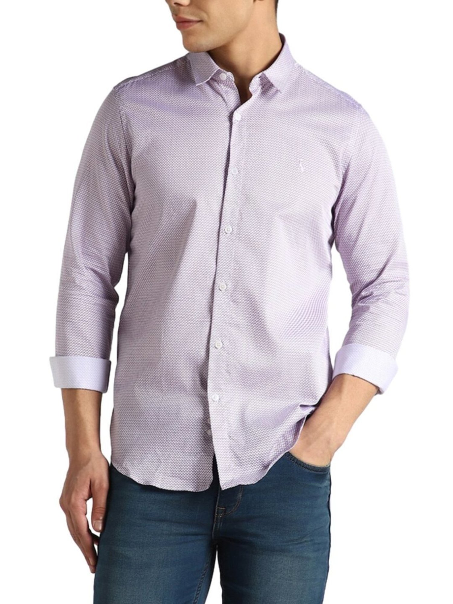 Simon Carter London Purple Printed Slim Fit Shirt