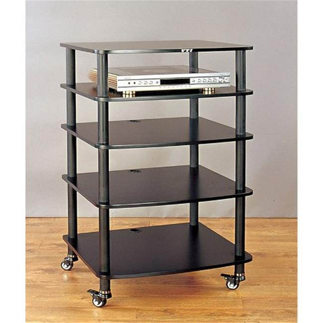 VTI Manufacturing AR405BB 4 Black Poles 5 Black Shelves With Caster AV Stand