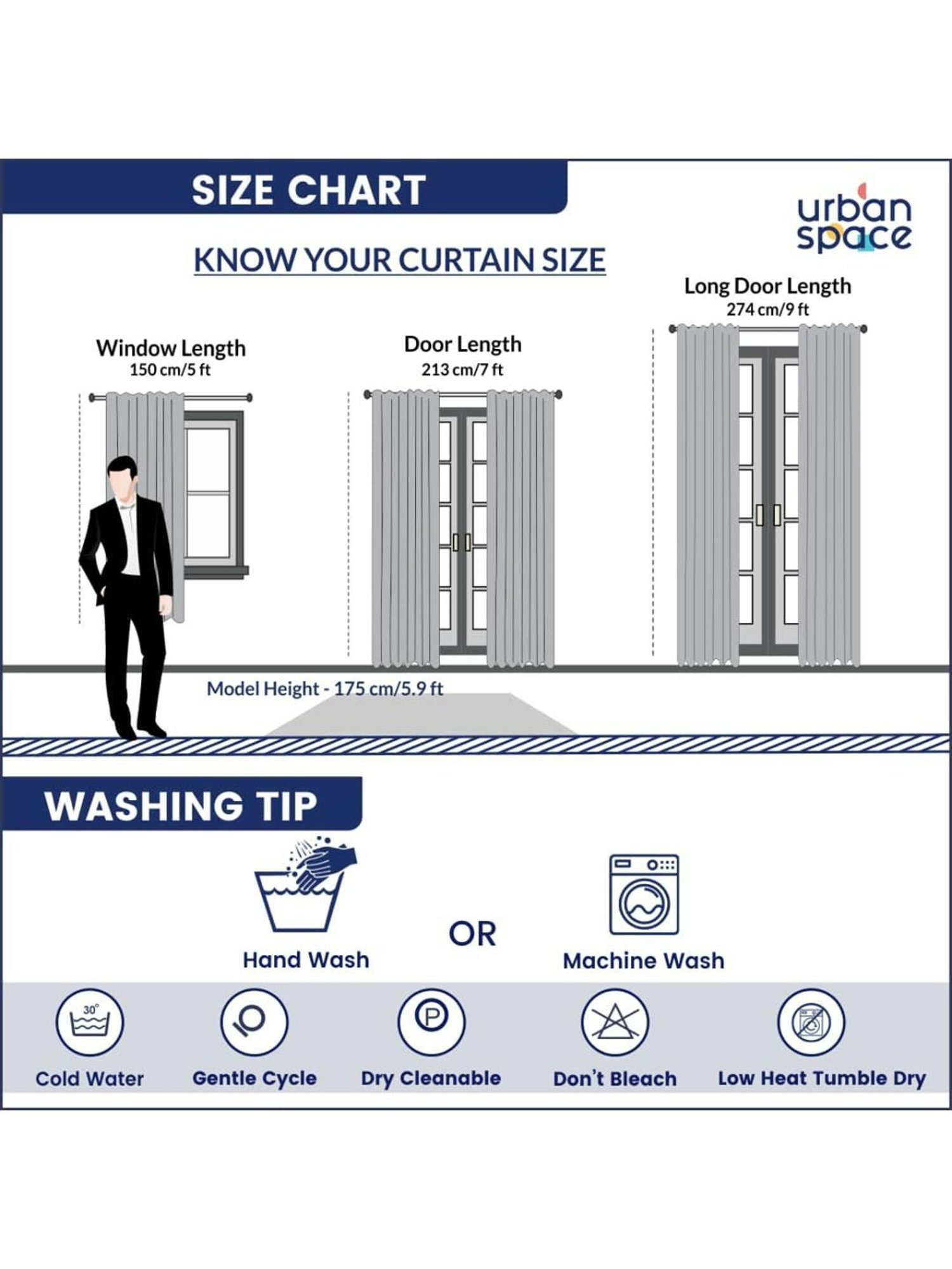 Urban Space Geometric Beige Cotton 5 ft Window Curtains - Set of 2