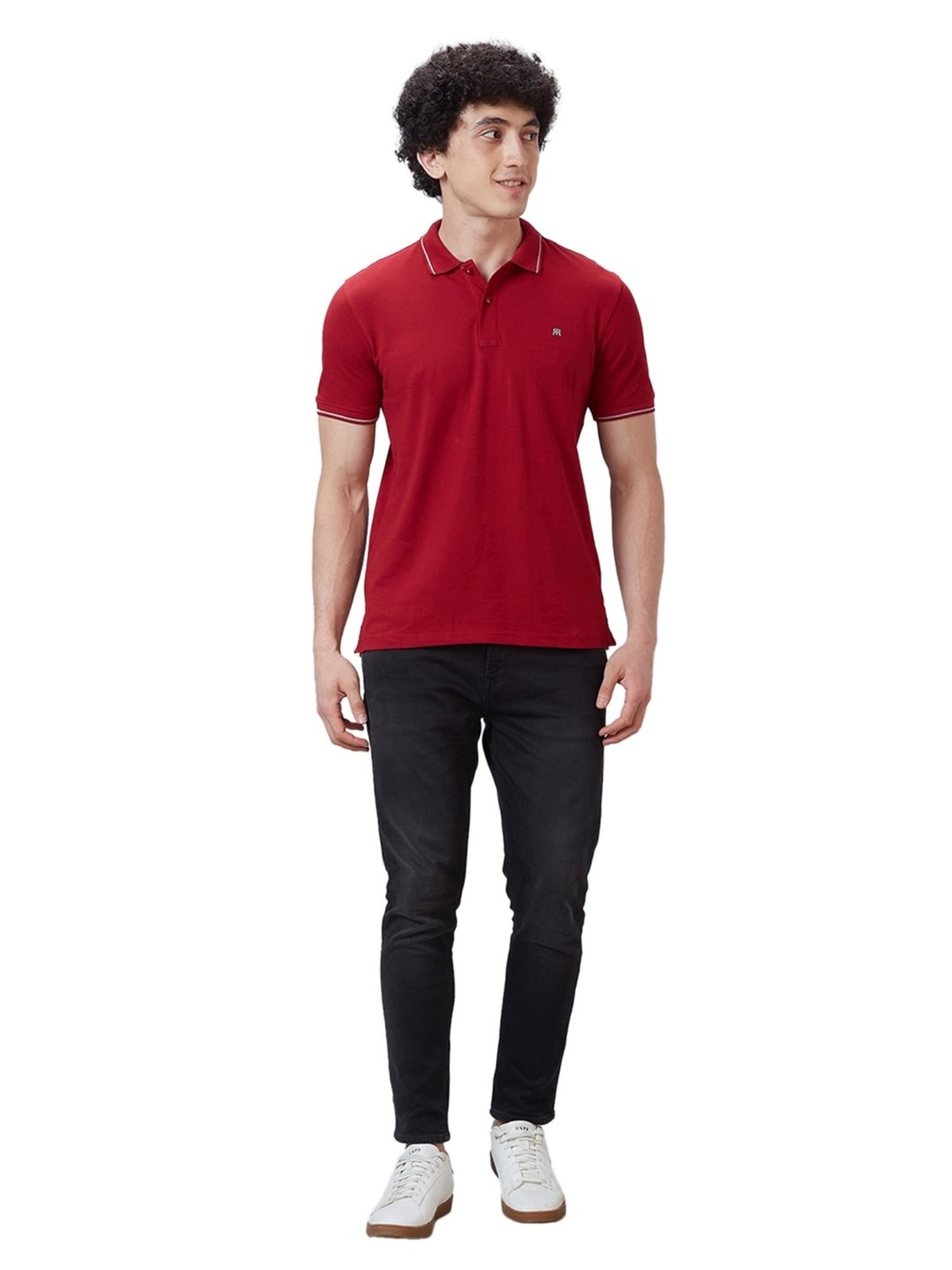 Raymond Maroon Cotton Contemporary Fit Polo T-Shirt