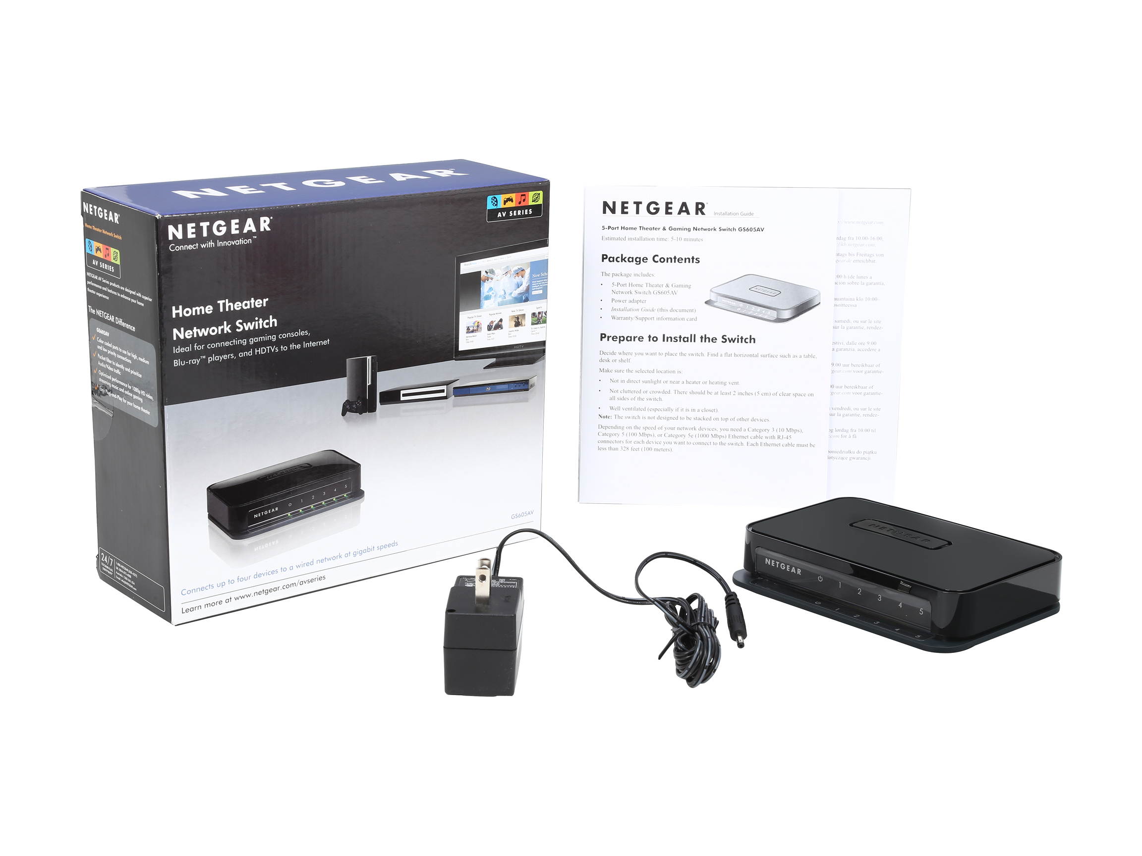 NETGEAR GS605AV-100NAS 5-port Gigabit Desktop Switch