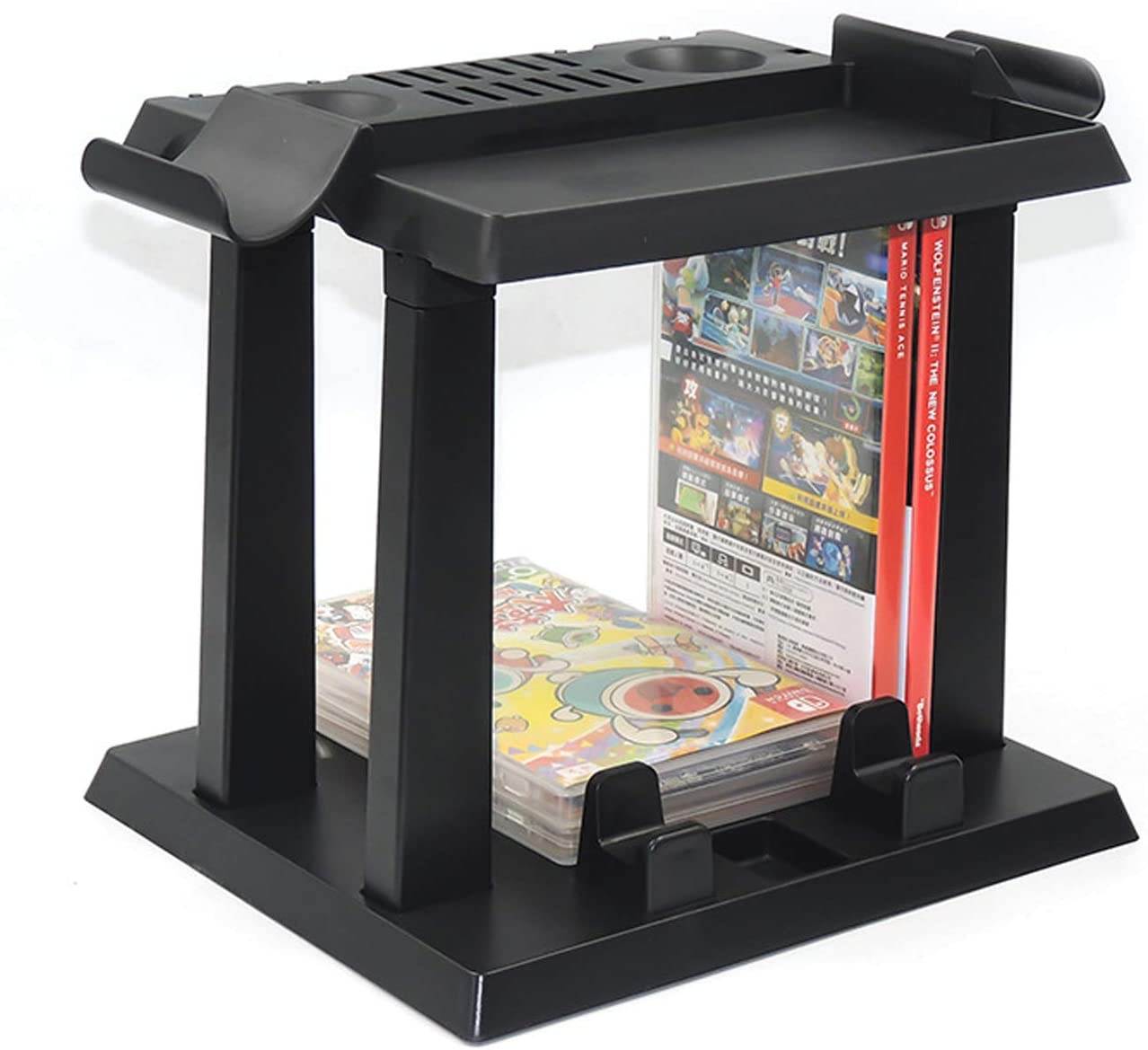 Multifunctional Game Storage Tower Game Disk Storage Tower Holder Stand for Nintendo Switch Console Accessory 2 Poke Ball Plus Controllers Stand Holder