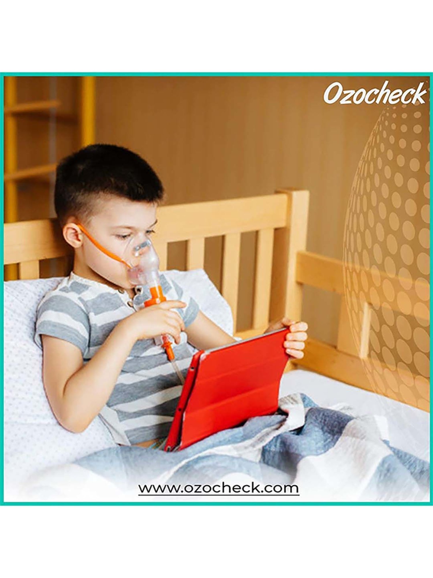 Ozocheck Smart Compressor Nebulizer Machine with Child & Adult Mask (White)