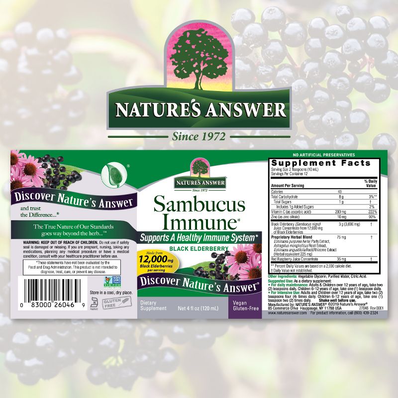 Nature's Answer Supports Immune System, Sambucus Liquid-4oz