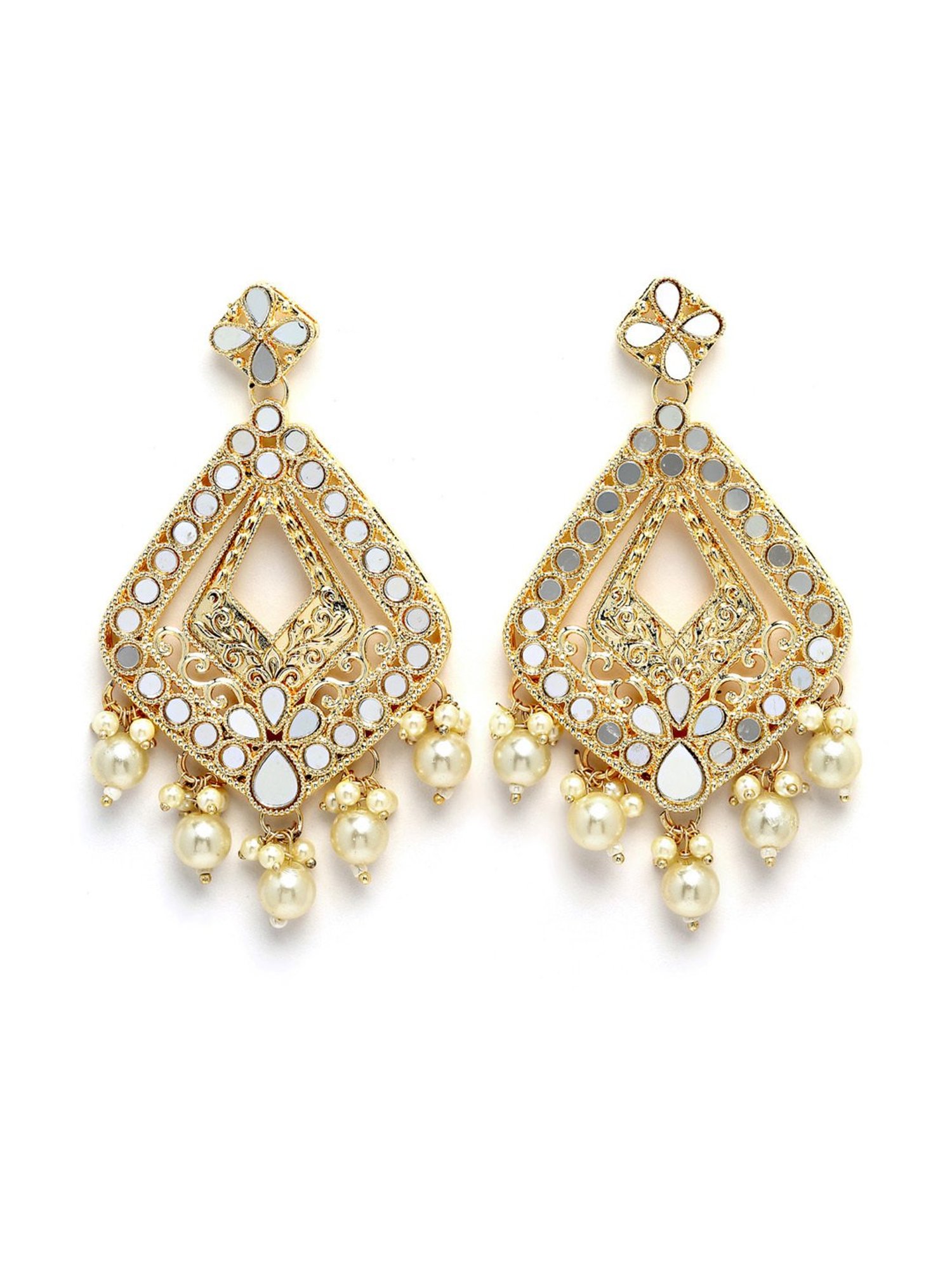 Karatcart Gold-Plated Mirror Dangler Earrings for Women