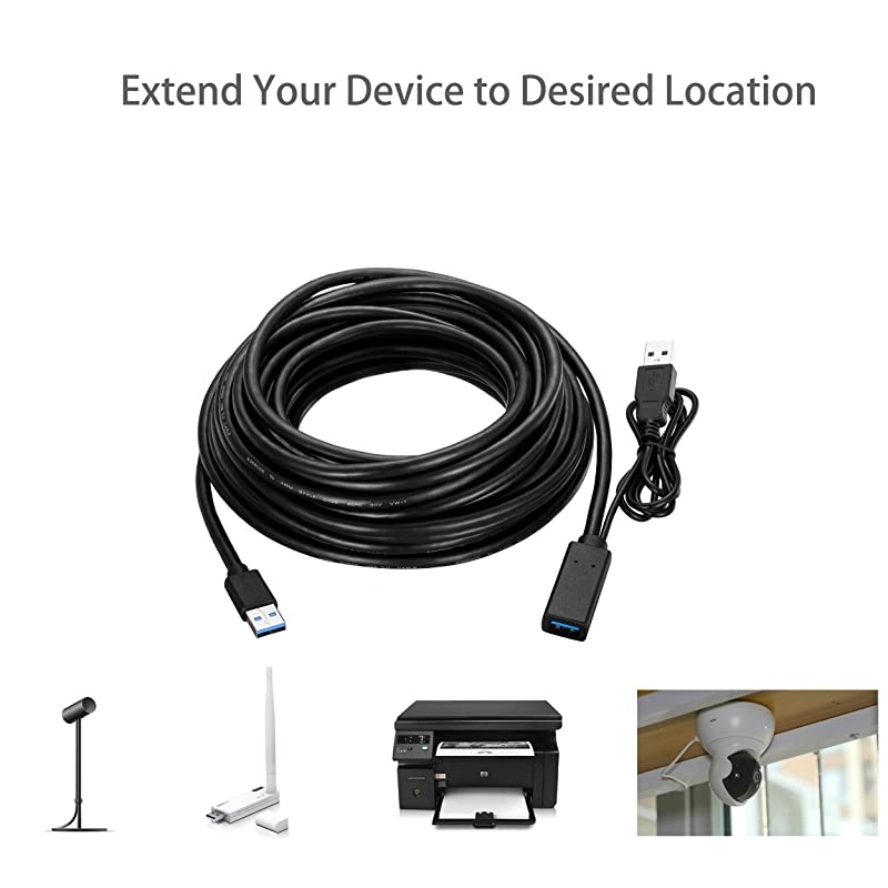 Short USB 3.0 Extension Cable 1 Feet,  USB 3.0 Type A Male to A Female Extension Cord,for Data Transfer USB Flash Drive, Keyboard, Mouse, Playstation, Xbox, Oculus VR, Card Reader, Printer etc