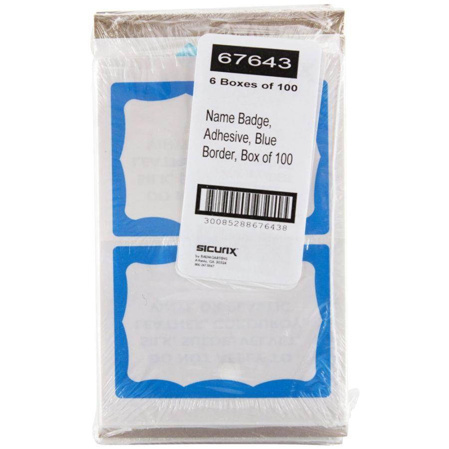 Baumgartens Visitor Badge, Blue Border, 100/BX, White/Blue 67643