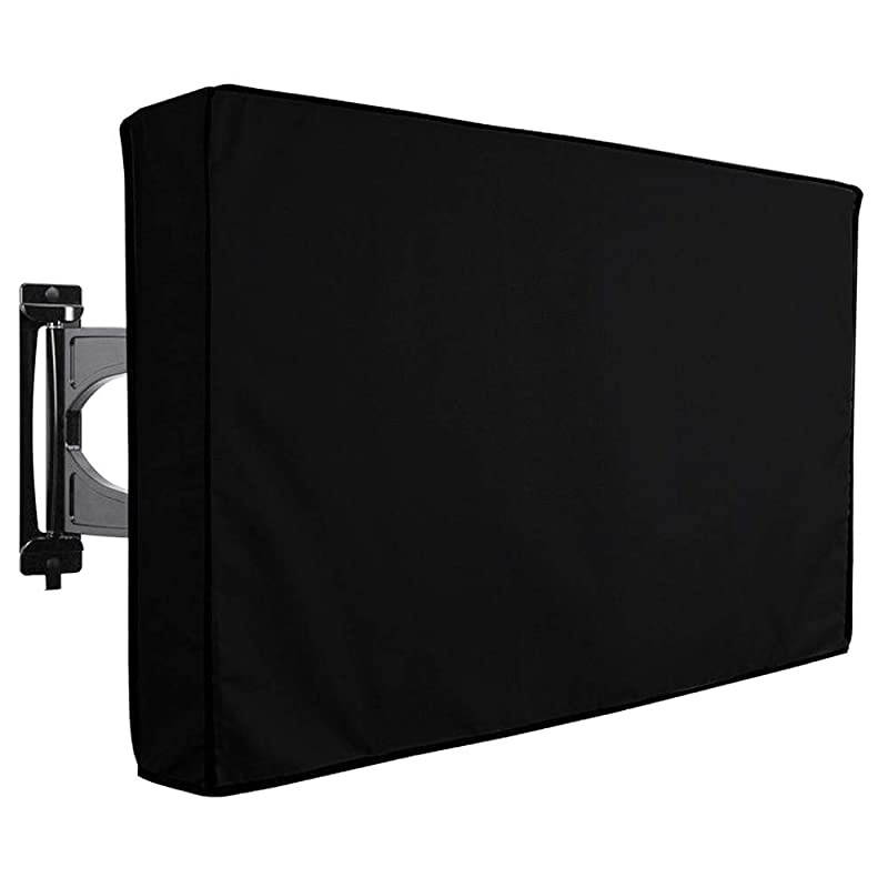 30 65 TV Cover Outdoor Weatherproof Television Protector Flat Screen TV Cover with Remote Storage Pocket fits for LED LCD Plasma TVs and Most Mounts and Stands Black 60 65