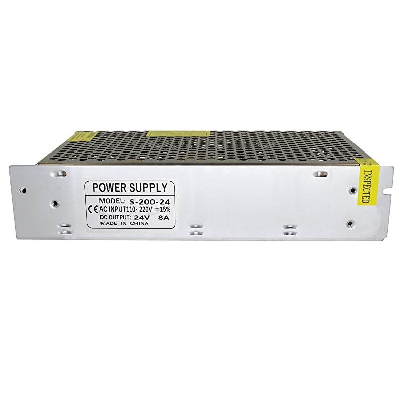 110V/220V AC to DC 24V 8A 200W Switch Power Supply Driver,Power Transformer for CCTV Camera/ Security System/ LED Strip Light/Radio/Computer Project( 24V 8A)