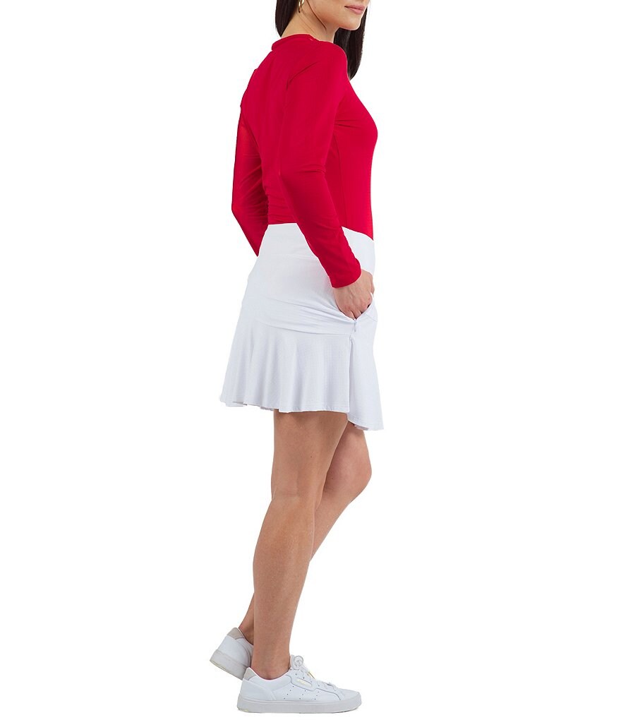 IBKUL Essential Knit Solid Flounce Pull-On Skort
