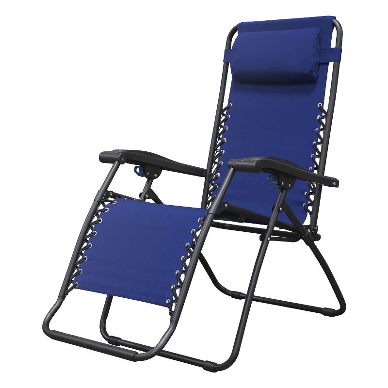 Copa Backpack Single Position Folding Aluminum Beach or Poolside Lounge Chair with Backpack Straps, Dark Blue