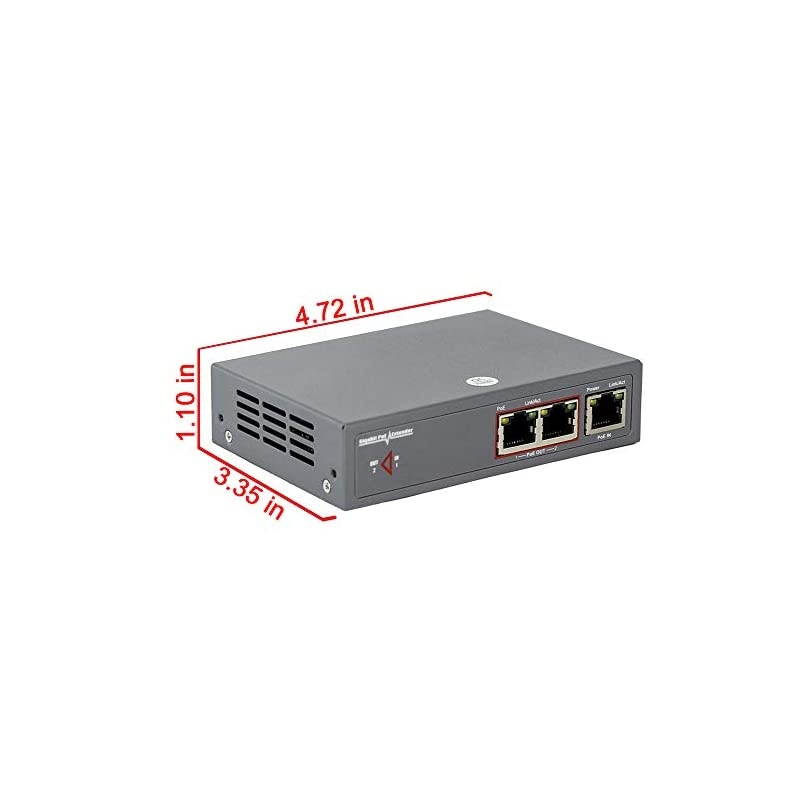 PoE Extender 1 in 2 Ports Work with PoE Switch PoE Injector 30W PoE+ Supports IEEE 8023afat Repeater