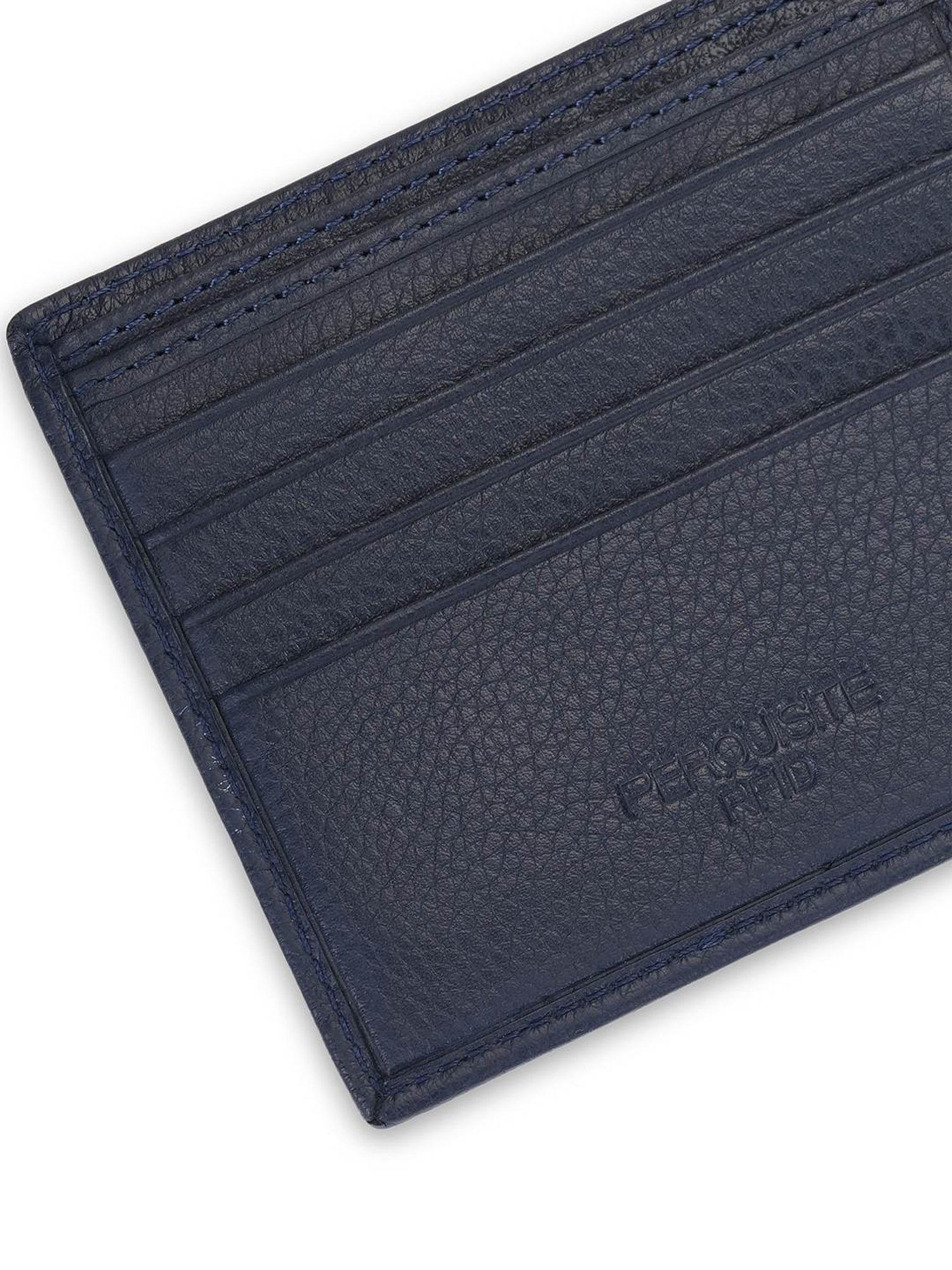 PERQUISITE Navy Casual Leather Bi-Fold Wallet for men