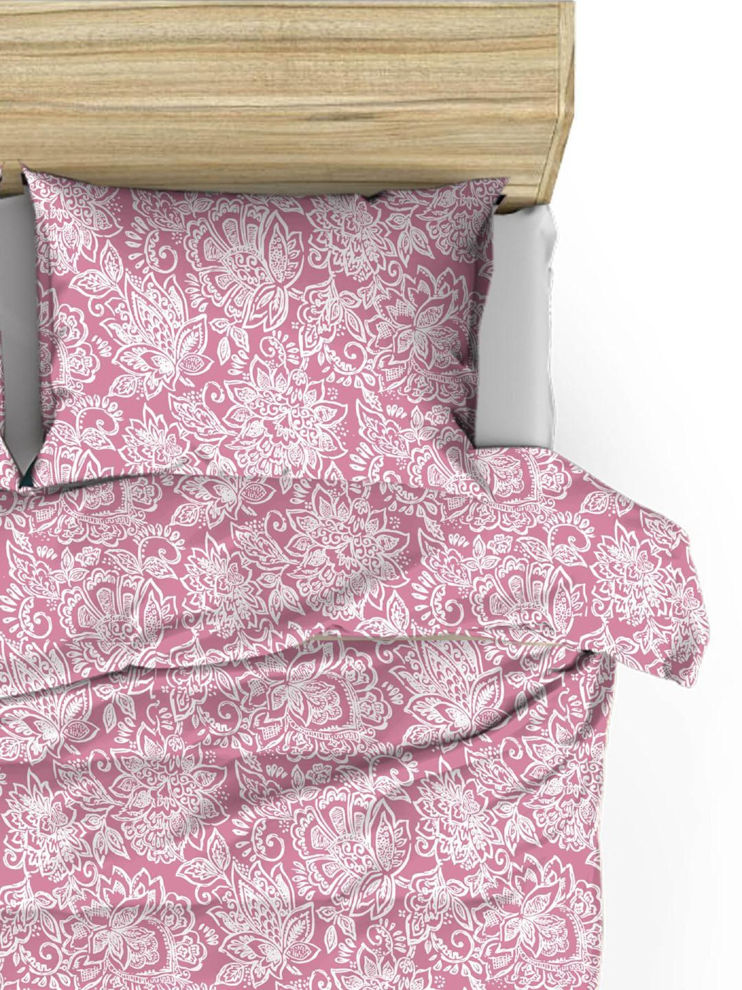 Ariana Milan Pink Cotton Floral Cotton Bed Sheet