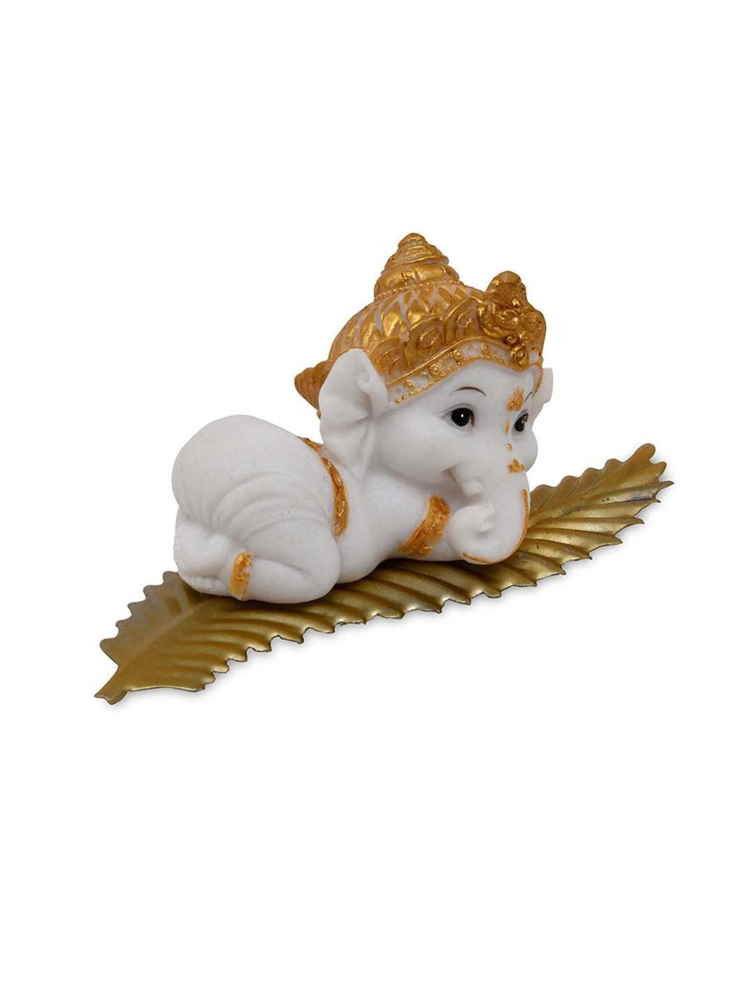 eCraftIndia Golden Handcrafted Engraved Palm Buddha Decorative Showpiece