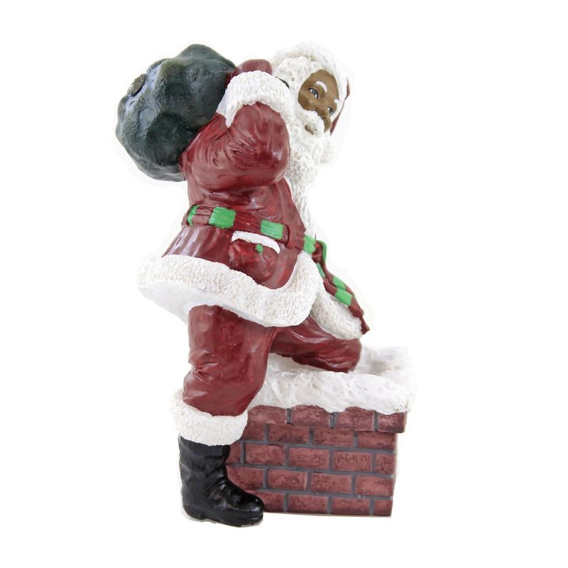 Black Art 6.75" Santa Climbing In Chimney Christmas Claus  -  Decorative Figurines