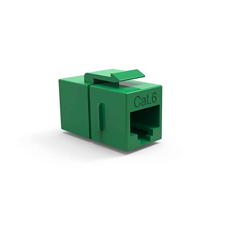Cat6 RJ45 Inline Coupler with Keystone Latch FemaleFemale 5Pack Green