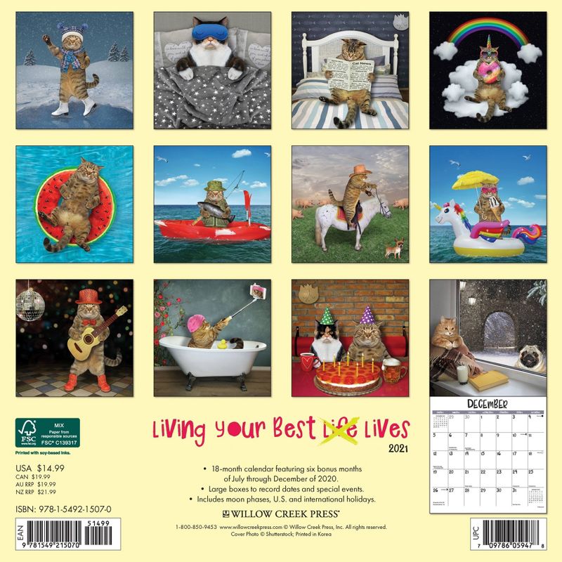 2021 Monthly Wall Calendar Living Your Best (Life) Lives - Willow Creek Press