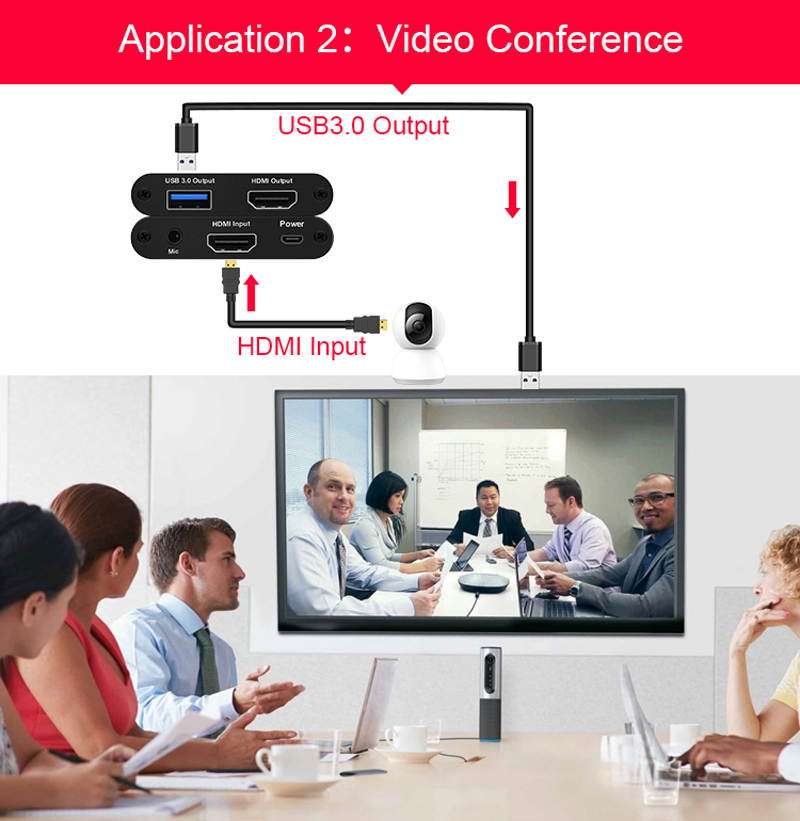 5Ports HDMI To USB3.0 1080P/60Hz Game Video Capture Card Live Streaming with Mic Input for PS4/XBOX/Switch/Camera Mobile Phone Outdoor Live Broadcast, plug and play , no need to install driver