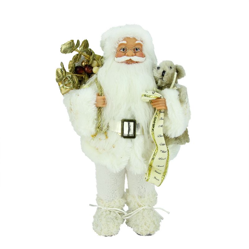 Kaemingk 12" White and Gold Nordic Santa Claus Christmas Tabletop Figurine