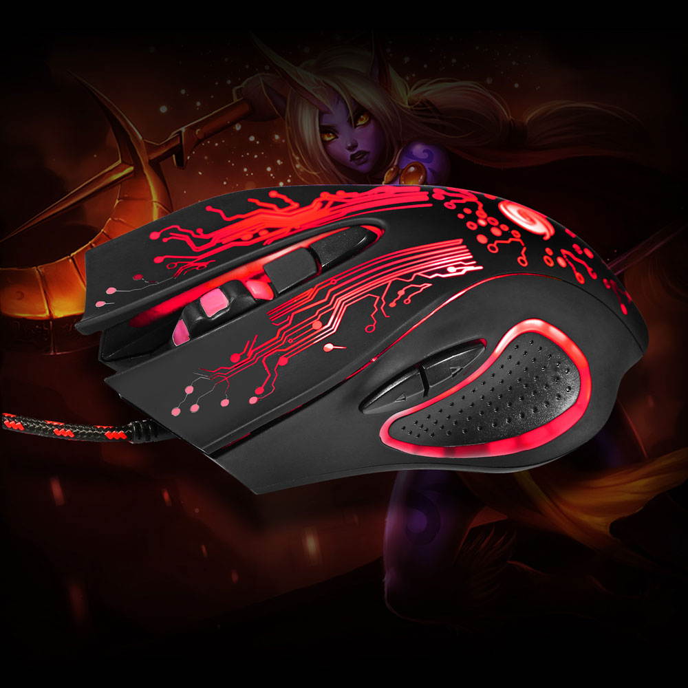Ergonomic Design Mouse Colorful 5500DPI 6-Button LED USB Optical Wired Gaming Mouse for Pro Gamer