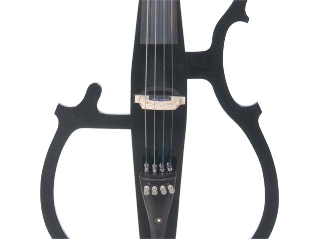 Cecilio CECO-2BK Full Size 4/4 Ebony Electric Silent Metallic Black Cello in Style 2 +Soft Case, Bow & Accessories