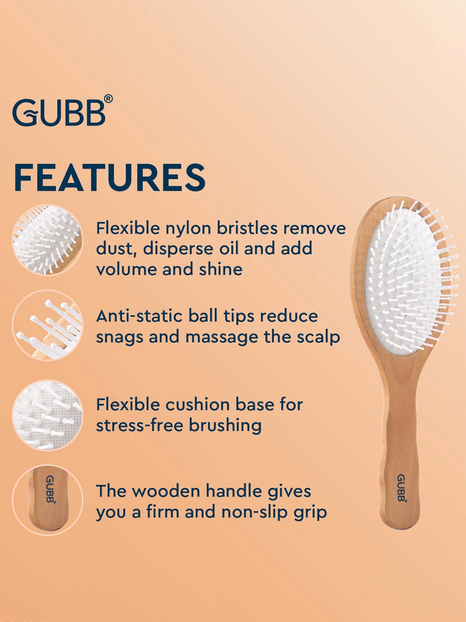 GUBB Wooden Hues Oval Brush Broad