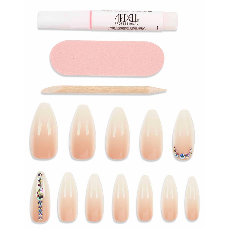 Ardell Nail Addict False Nails - Nude Light Crystals - 24ct