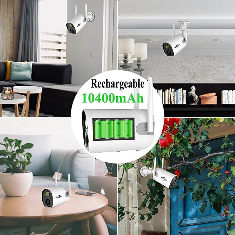 Home Battery Security Camera 1080P,Two Way Audio,10400mAh Rechargeable Battery,Night Vison,PIR Motion Detection,IP65 Waterproof,App Remote,2.4Ghz WiFi,Support SD & Cloud Strage