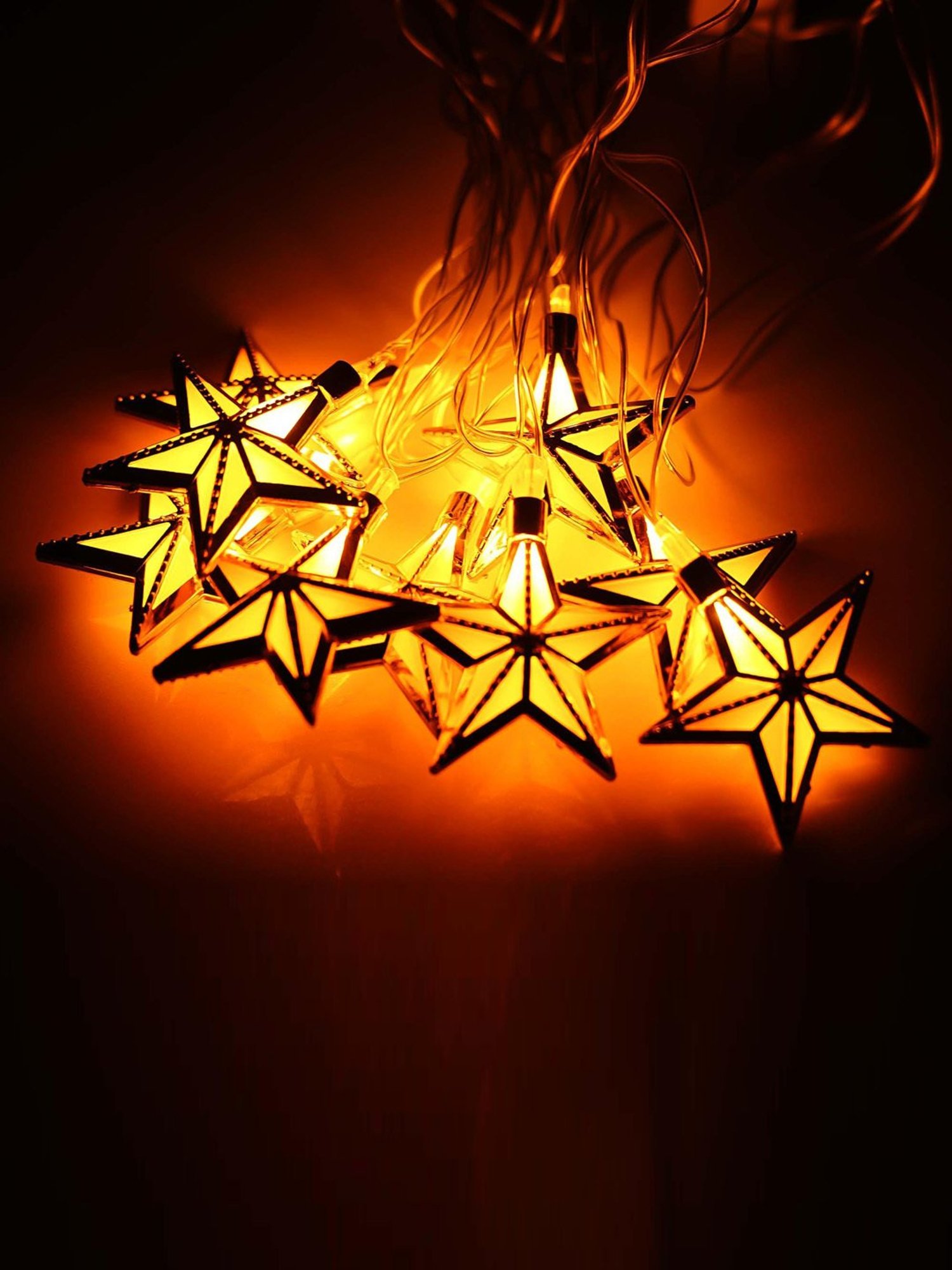 eCraftIndia Golden Small Star Shape LED Color Changing Fairy String Lights for Diwali