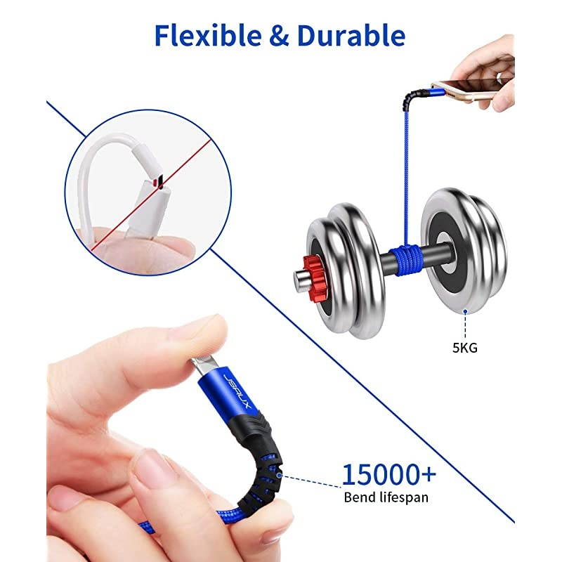 Lightning iPhone Charger Cable 2Pack 4ft+6ft  Upgarded C89 Apple MFi Certified Nylon Braided Fast Charging Cord Compatible with iPhone 11 Xs Max X XR 8 7 6s 6 Plus 5 5s 5ciPadiPod Blue