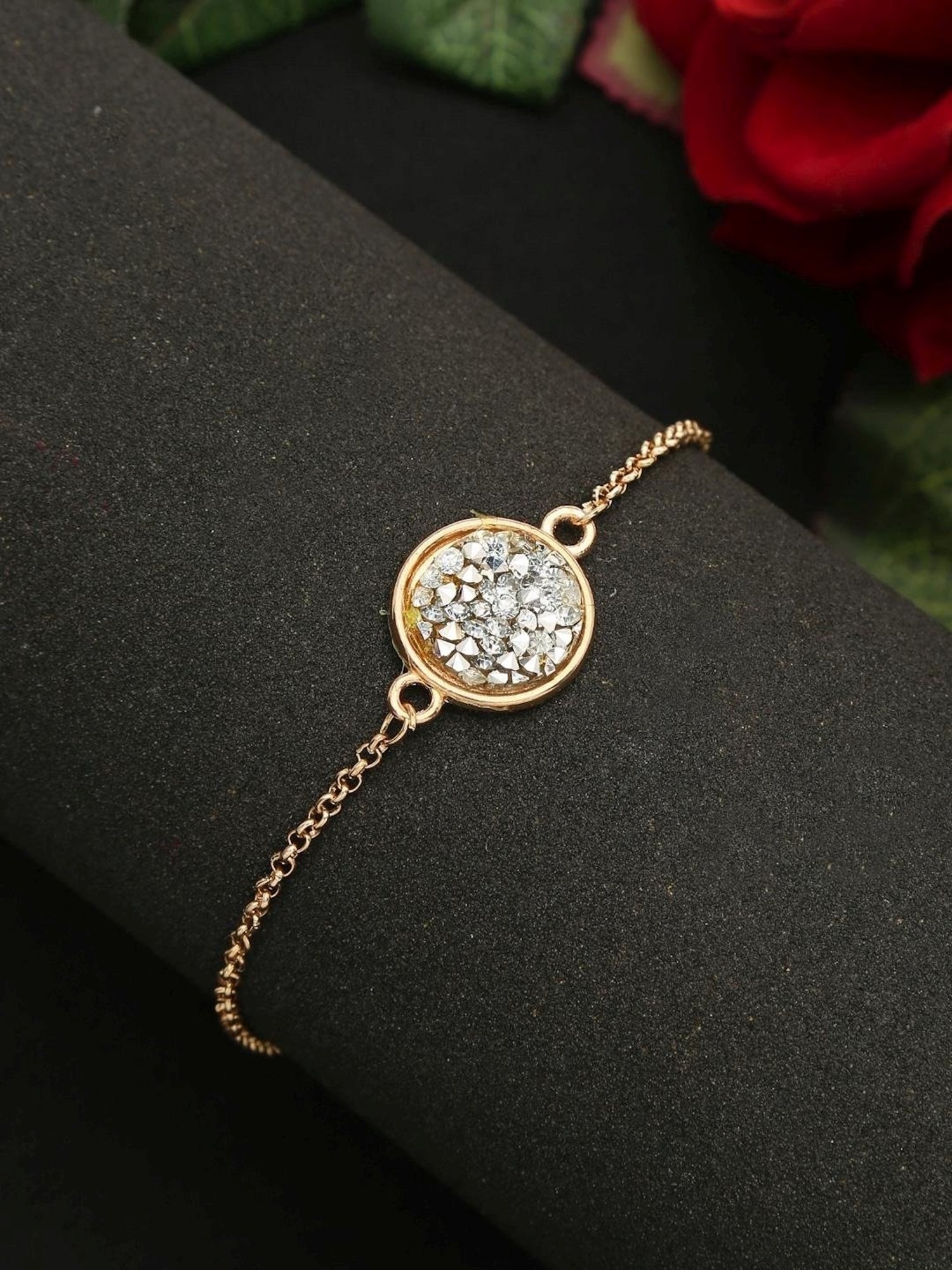 YouBella Women Gold-Plated & White Wraparound Flexible fit Bracelet